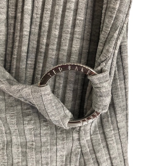 Ted Baker London Rib Detail Jersey Wrap Top Gray Size Small - Picture 4 of 9